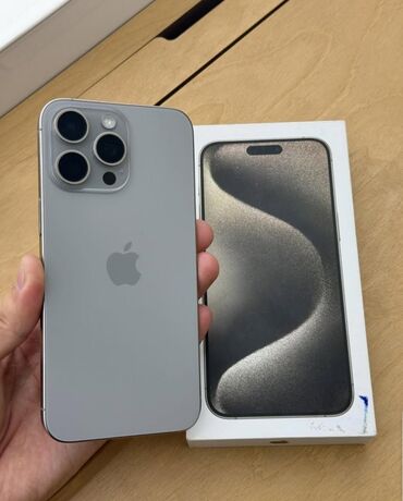 Apple iPhone: IPhone 15 Pro Max, 128 GB, Natural Titanium, Barmaq izi, Simsiz şarj, Face ID