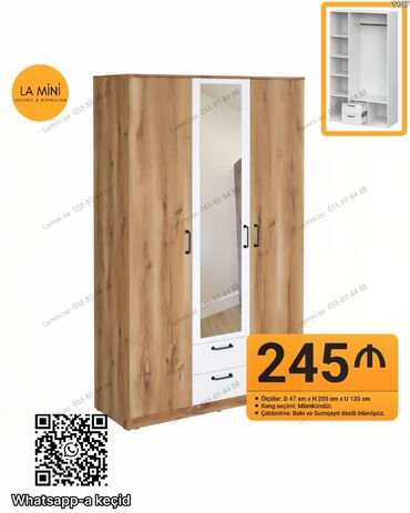 Çarpayılar: Açılan, 3 qapılı Düz dolab, Qarderob, paltar dolabı