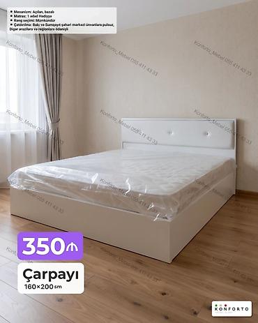 Ev və bağ: Məhsul: Çarpayı (160×200 sm) - Mexanizm: Açılan, bazalı (yataq dəsti — 1