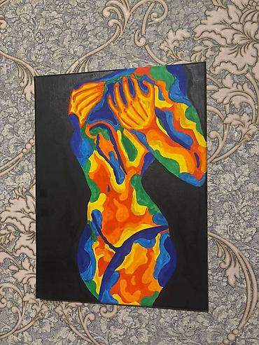 stranger things figur: “Enerji forması” adlı tablo — pop-art psychedelic style üslubunda — 1