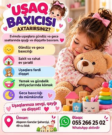 Uşaq baxıcısı xidməti - Ev şəraitində gündüz və gecə saatlarında lalafo.az -da Uşaq baxıcısı xidməti - Ev şəraitində gündüz və gecə saatlarında