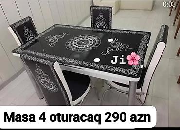 susə stollar: Mətbəx üçün, Yeni, Açılan, Dördbucaq masa, 4 stul — 4