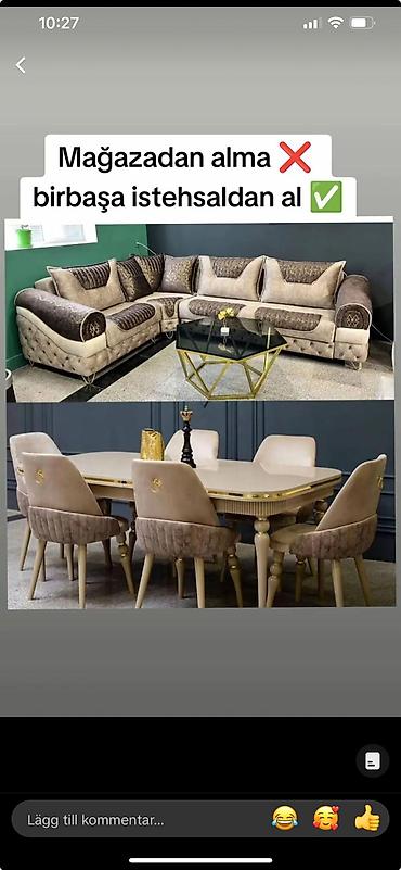 Mebel dəsti – istehsaldan - Künc divan: L formalı, yumşaq toxumalı