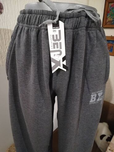 Trenerke: Donji deo trenerke, 4XL (EU 60), 5XL (EU 62), bоја - Crna, Pamuk — 5