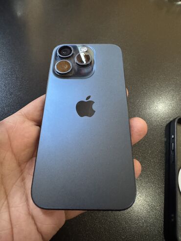 Apple iPhone: IPhone 15 Pro, 128 GB, Blue Titanium, Zəmanət, Barmaq izi, Face ID