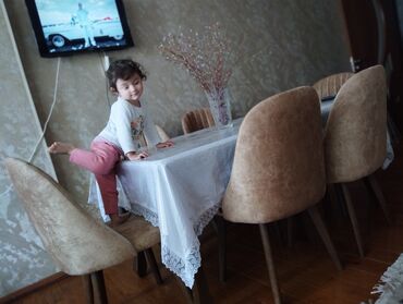 ev ucun stol stul: Для гостиной, Новый, Раскладной, Прямоугольный стол, 6 стульев