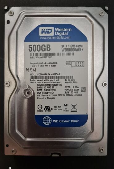 Жесткие диски, переносные винчестеры: Накопитель, Новый, Western Digital (WD), HDD, 512 ГБ, 3.5", Для ПК