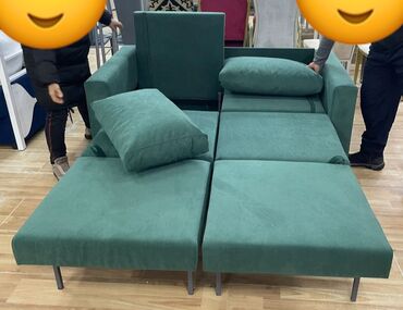 двухместный диван раскладной: Диван-кровать, цвет - Зеленый, Б/у