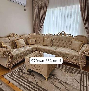 пуфик мягкий: Klassik üslubda künc divan dəsti - Ölçü: 3 x 2 m (künc) - Rəng — 1