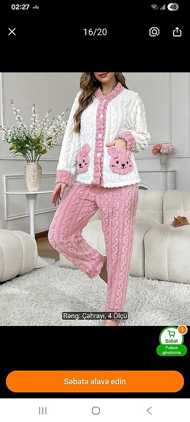 Домашние костюмы: Qız üçün yumşaq ev geyimi dəsti - Model: iki hissəli pijama dəsti — 1