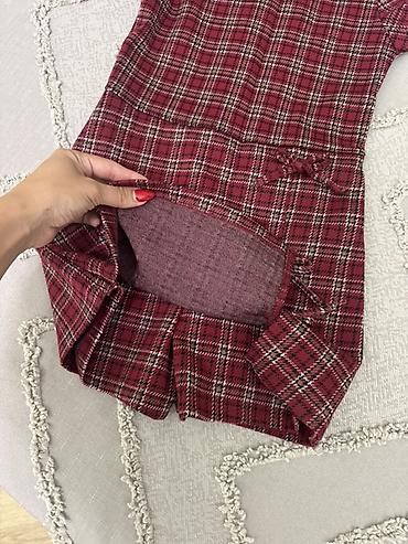 geyimlər donlar: Qırmızı-qara-ağ rəngli xalı (plaid) naxışlı qız uşaq donu, arxasi — 2