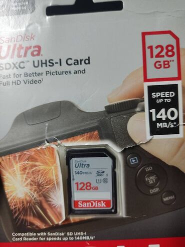sd cart: Sd Kart Sandisk Ultra 128 Gb Klass 10 Yaddaş Kartı Oxuma Sürəti 140