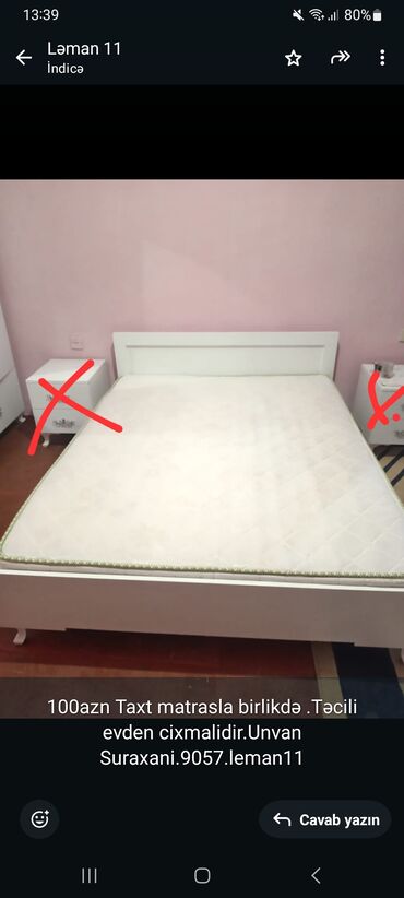 taxt doseklerinin satisi: İkinəfərlik çarpayı, Bazasız, Matras ilə, Siyirməsiz