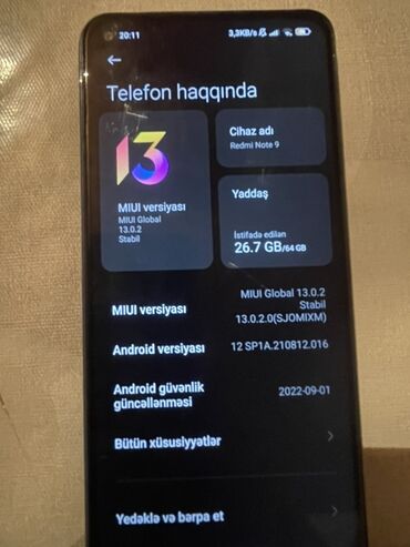 Audio: Redmi Note 9, 64 GB, rəng - Boz