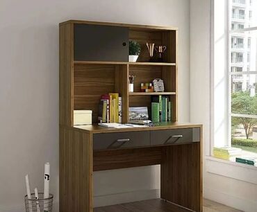 Sifarişlə yazı masaları: Dördbucaq masa, Stulsuz, Polkalı, Siyirməli, Türkiyə, Mat laminat — 11