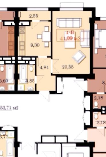Продажа квартир: 1 комната, 41 м², Элитка, 11 этаж, ПСО (под самоотделку)