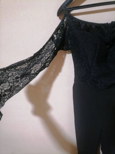 bela lanena haljina: M (EU 38), Single-colored, color - Black