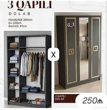 Dolablar: 3 qapılı geyim dolabı - Ölçülər: hündürlük 200 sm, en 120 sm — 1