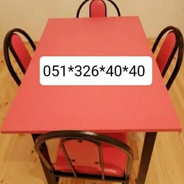 qonaq otağı stol stul: Mətbəx üçün, Qonaq otağı üçün, Yeni, Açılan, Dördbucaq masa, 4 stul, Azərbaycan