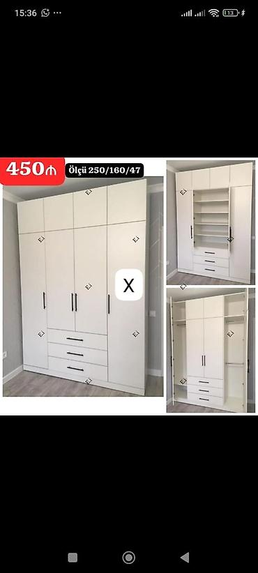 Ev üçün mebel: Ağ rəngli çoxfunksiyalı paltar dolabı - Ölçü: 250/160/47 - Qiymət — 1
