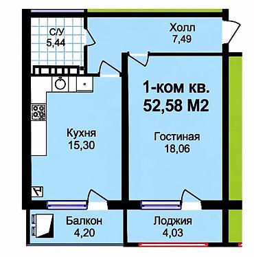 1 комната, 53 м², Технопарк Элитка, 7 этаж, ПСО (под самоотделку)