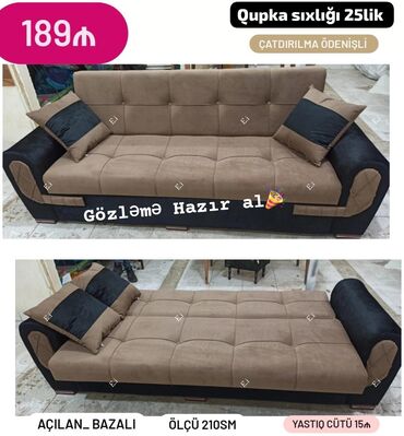 диван французская раскладушка с ортопедическим матрасом: Künc divan, Qonaq otağı üçün, Bazalı, Açılan