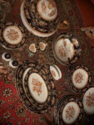 вазы для фруктов и конфет: Обеденный набор, цвет - Золотой, Фарфор