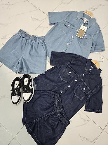 Костюмы с шортами: Джинсовый комплект: рубашка с коротким рукавом + шорты 😍😍😍 стильная — 14