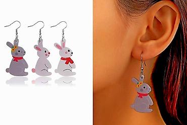 зайцев: Серьги сөйкөлөр лёгкие и креативные аксессуары. 🐰 серые зайчики с — 1