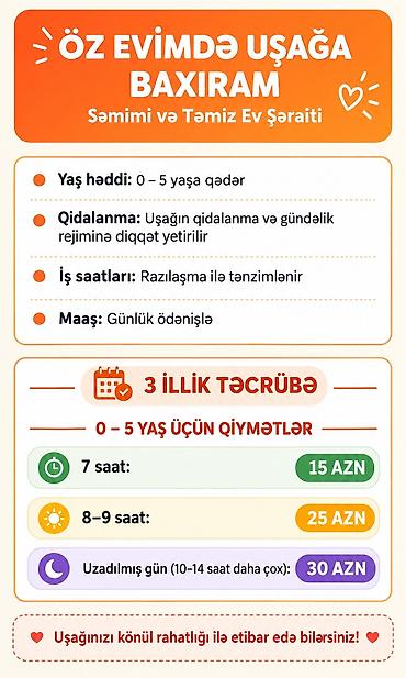 tib isi: Tərbiyəçi, 5 yaş, 1-2 illik təcrübə, Dəyişən qrafik — 1