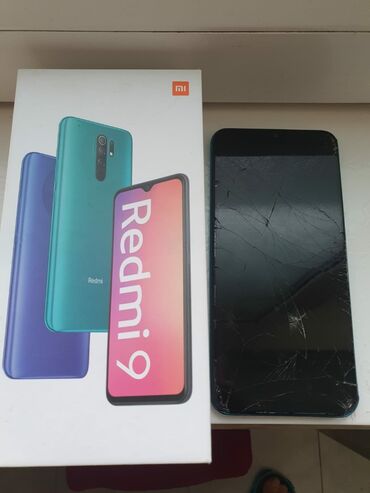 redmi işlənmiş: Redmi 9, 64 GB, rəng - Göy, Qırıq