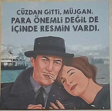 turk sekiller: Poster/tablo: “Cüzdan getdi, Müjgan. Para önəmli deyil də, içində — 1