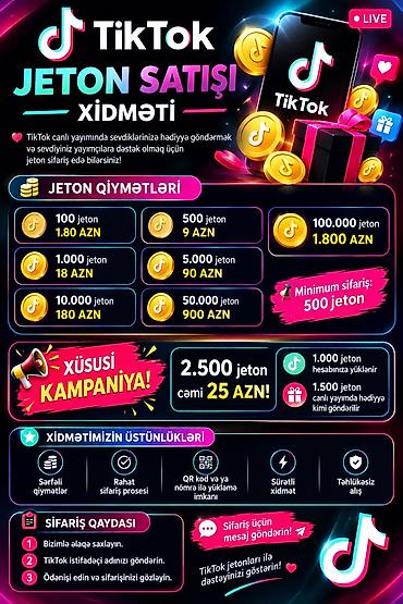 ucuz tiktok jeton: TikTok Jeton Satışı Xidməti Sevdiklərinizə canlı yayımda hədiyyə — 4