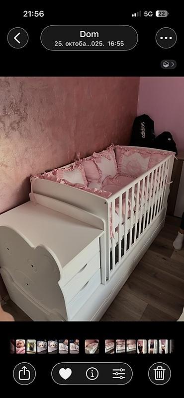 komode forma: Višenamenska bebi komoda-krevetac 3 u 1 sa posteljinom i dusekom - — 3