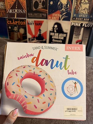 ev tipi çadır: Intex Sand & Summer “Rainbow Donut” şişmə hovuz/dəniz dairəsi - — 2