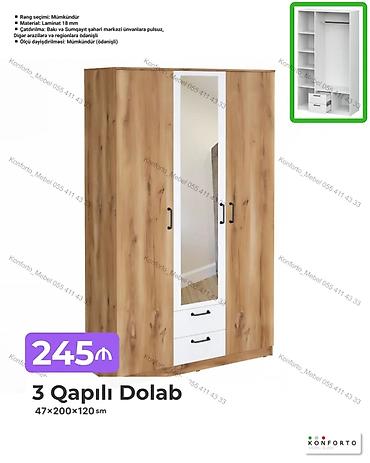 Mebel: 3 qapılı dolab – 47×200×120 sm - Material: 18 mm laminat - Rəng — 1