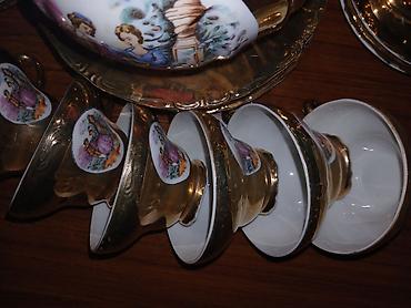 qızıl balıq: Çay dəsti, rəng - Qızılı, Farfor — 2