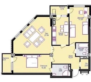 оргтехстрой: 3 комнаты, 101 м², Душанбинка Элитка, 10 этаж, Евроремонт — 8