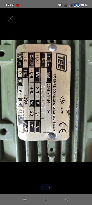 IEE elektrik mühərriki Texniki göstəricilər (etiketdən): - Model