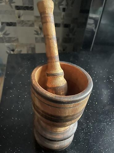 heveng: Taxta həvəng və dəstəsi - Material: təbii ağac - Komplekt: həvəng — 2