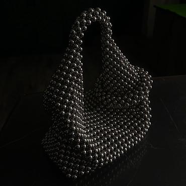 серебряные: Сумка из декоративных бусин ручной работы - Необычный дизайнерский — 3