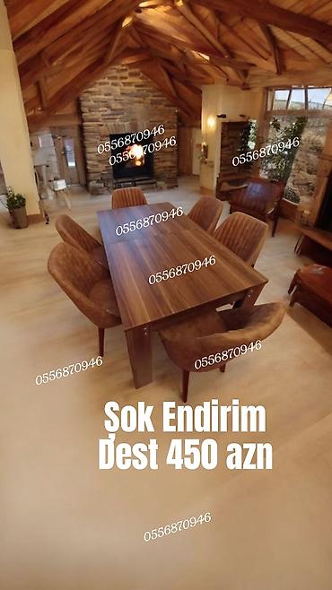 ders masa: Qonaq otağı üçün, Yeni, Açılmayan, Dördbucaq masa, 6 stul — 4