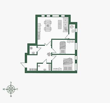 о2 политех: 3 комнаты, 88 м², Ботанический сад Элитка, 8 этаж, ПСО (под самоотделку) — 3