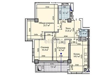 Продажа квартир: 3 комнаты, 80 м², Технопарк Элитка, 8 этаж, ПСО (под самоотделку) — 6