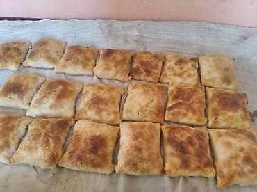 Продукты питания: Самса домашняя, квадратной формы, из традиционного слоёного теста — 3