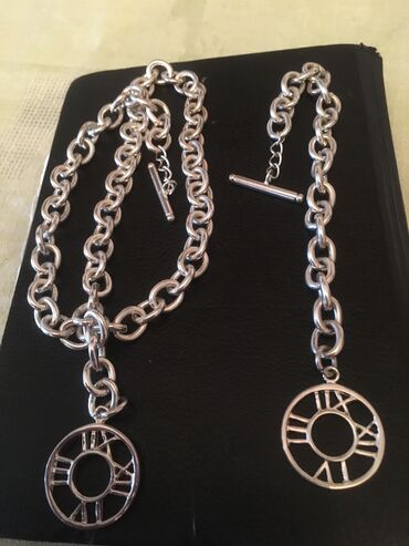 destler: Комплект состоящий из цепочки с кулоном и браслетом в виде часов 925