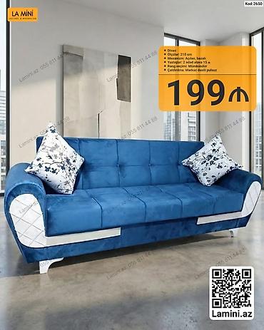 Məhsul: Divan (Kod: 2650) - Ölçü: 210 sm - Mexanizm: Açılan, bazalı