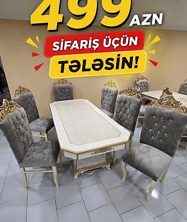 manikur stollari: Klassik üslubda yemək dəsti - Dəst: 1 ədəd düzbucaqlı masa + 6 ədəd — 1