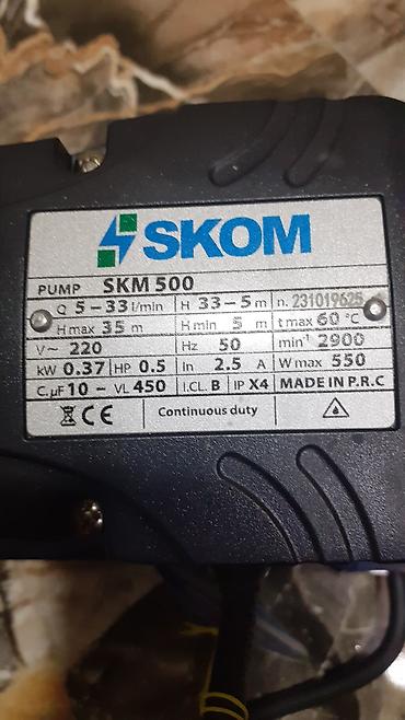 dovriyye nasosu: SKOM SKM 500 su nasosu - Güc: 0.37 kW (0.5 HP), 220 V, 50 Hz - — 2