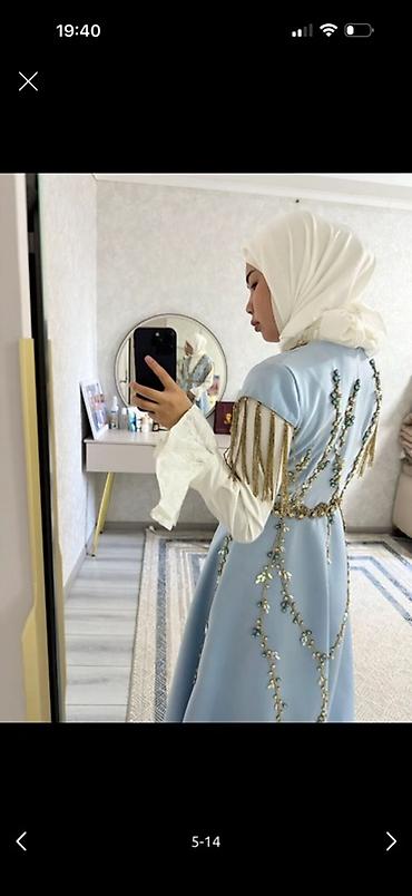 Вечерние платья: Платье в пол - Цвет: нежно-голубой. - Силуэт: расклешённая юбка — 5